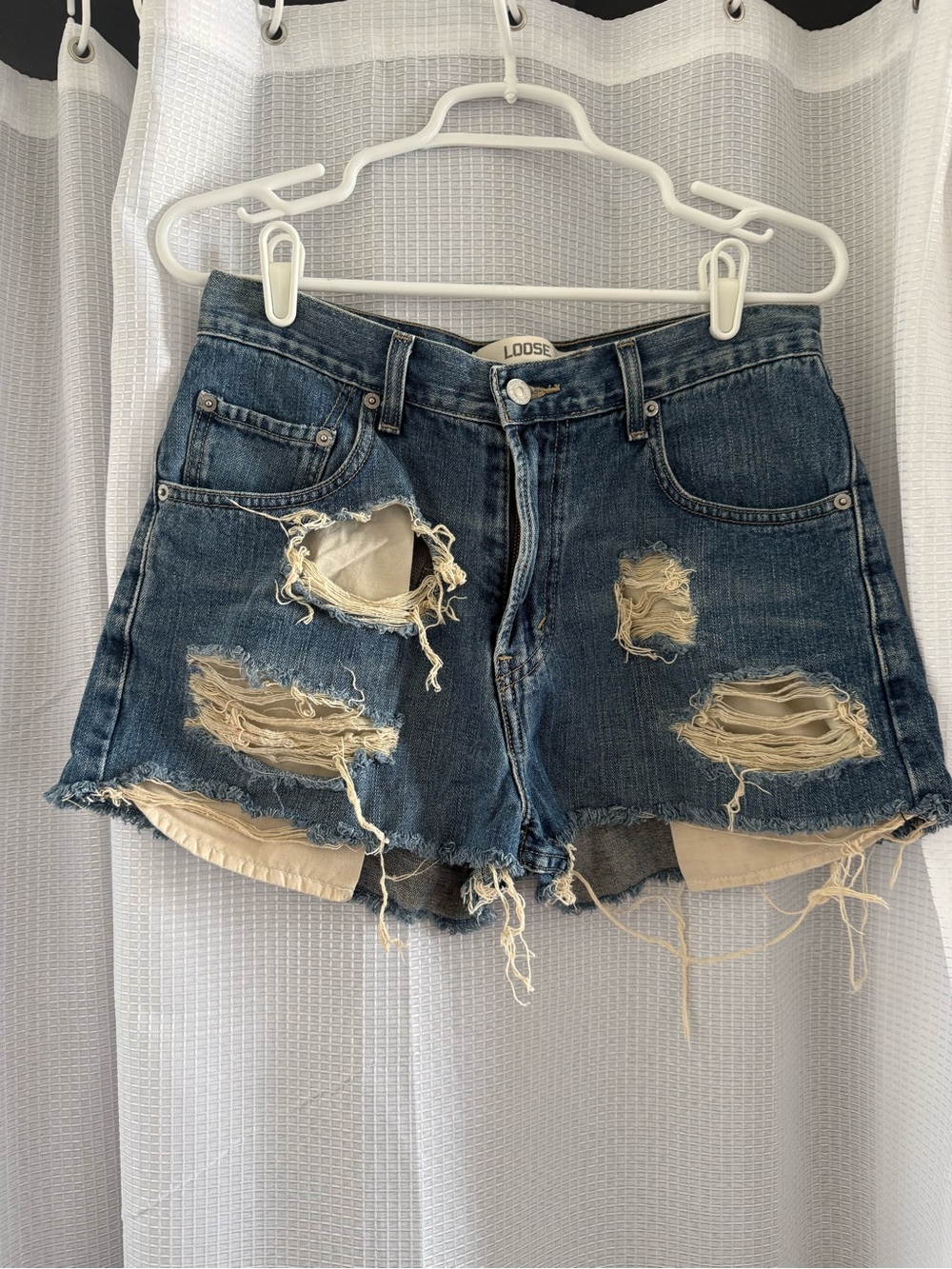 Levi's Ripped Blue Denim Jean Shorts
